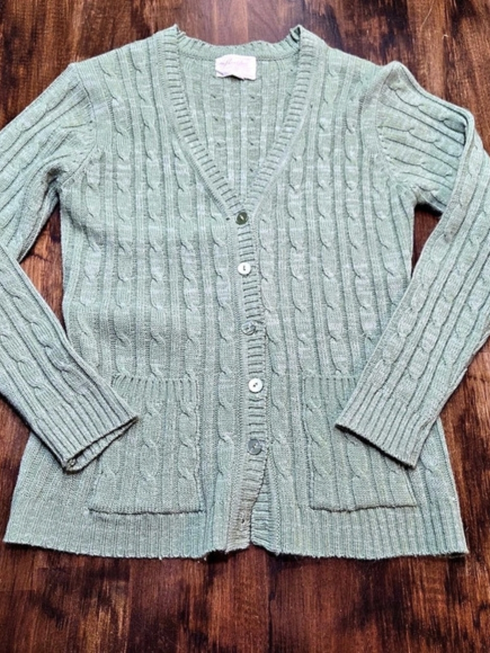 Sheridan Cable Knit Cardigan in Green 80s S